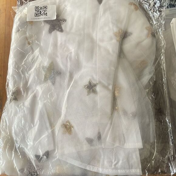 Boutique Girls Sequin Stars White Tulle Dress - Picture 4 of 4